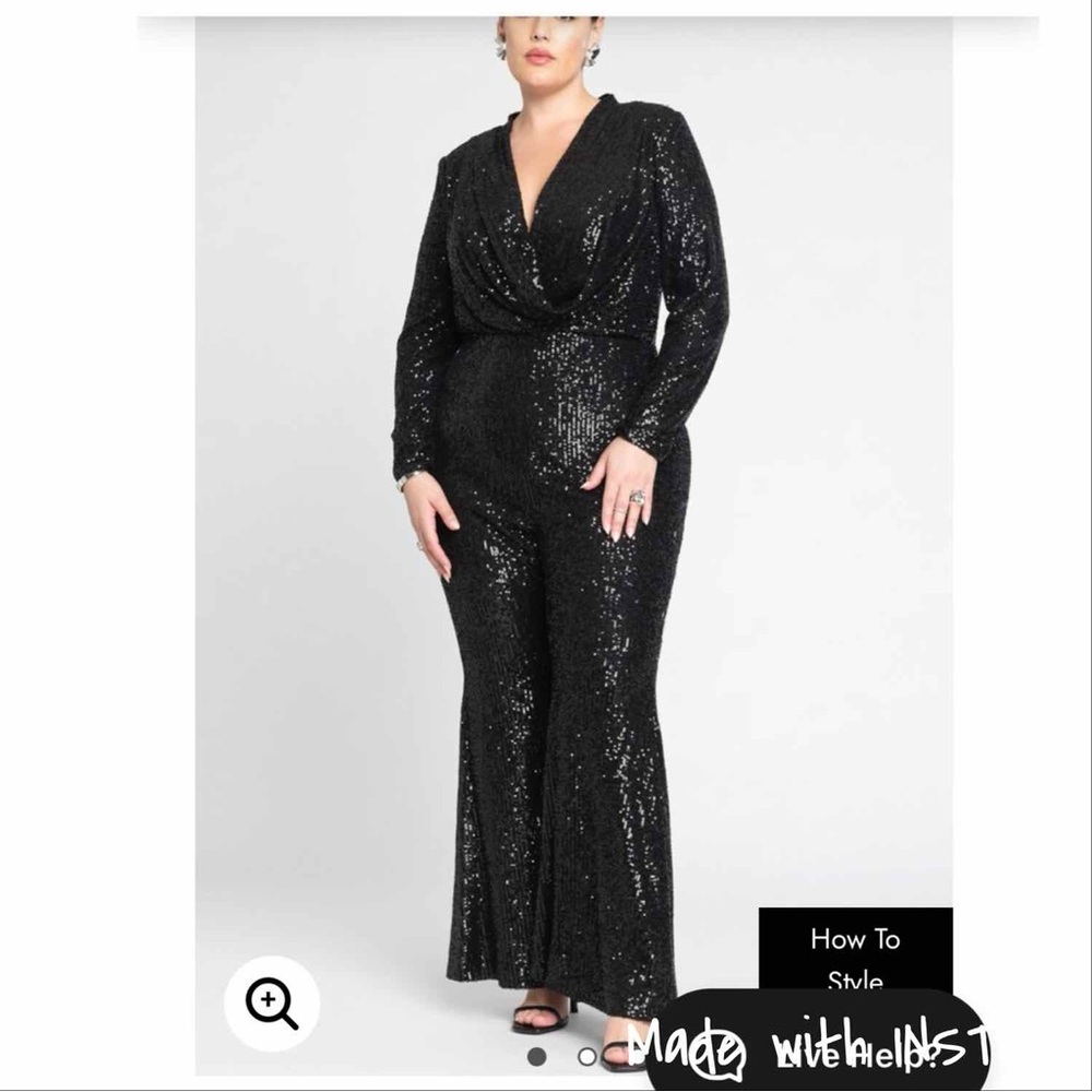 NWT Eloquii Sequined Jumpsuit (Black Onyx)